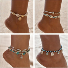 Load image into Gallery viewer, Vintage Handmade Shell Beads Sea Turtle Anklets For Women Girl New Multi Layer Anklet Leg Chain Bracelet Bohemian Summer Jewelry