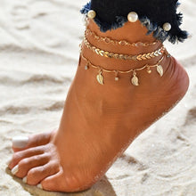 Load image into Gallery viewer, Vintage Handmade Shell Beads Sea Turtle Anklets For Women Girl New Multi Layer Anklet Leg Chain Bracelet Bohemian Summer Jewelry