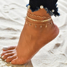 Load image into Gallery viewer, Vintage Handmade Shell Beads Sea Turtle Anklets For Women Girl New Multi Layer Anklet Leg Chain Bracelet Bohemian Summer Jewelry