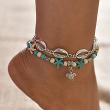 Load image into Gallery viewer, Vintage Handmade Shell Beads Sea Turtle Anklets For Women Girl New Multi Layer Anklet Leg Chain Bracelet Bohemian Summer Jewelry