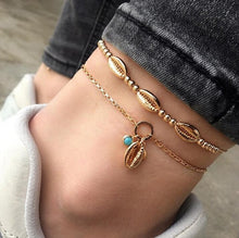 Load image into Gallery viewer, Vintage Handmade Shell Beads Sea Turtle Anklets For Women Girl New Multi Layer Anklet Leg Chain Bracelet Bohemian Summer Jewelry