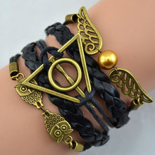 Load image into Gallery viewer, Harry Multilayer Braided Bracelets Vintage Owl Deathly Hallows wings Infinity Bracelet Bangle Gryffindor Slytherin Free Shiping